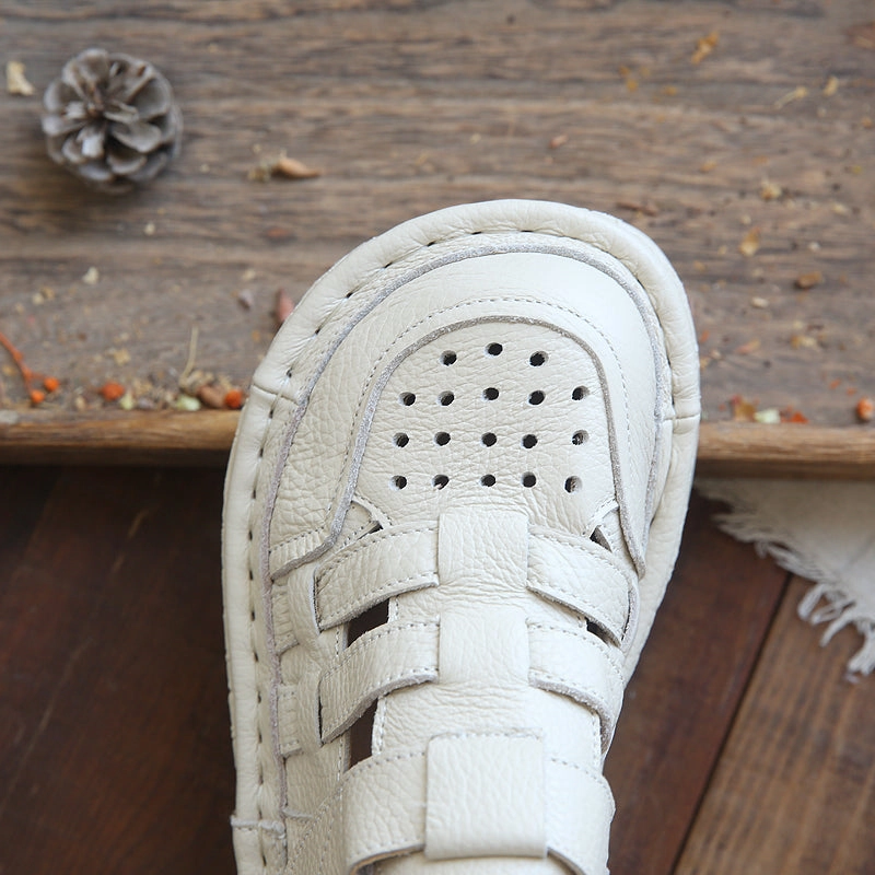 Women Summer Casual Hollow Plaited Leather Sandals Wedge Dress Sandals