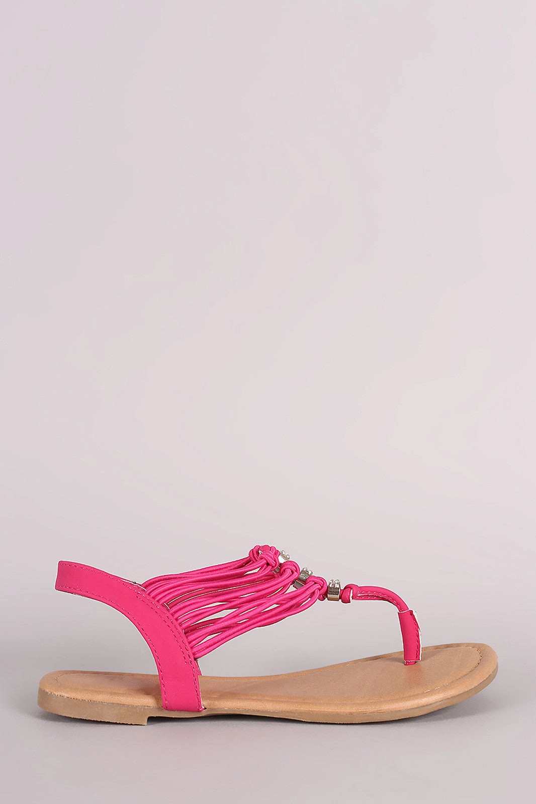 So Shoes Flats Elasticized Knotted Straps Thong Flat Sandal