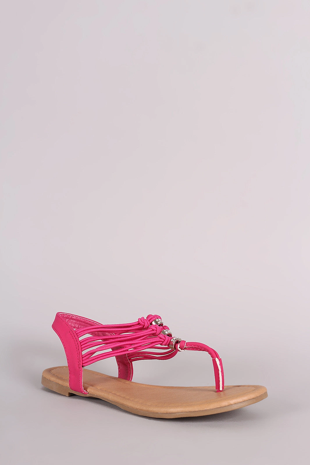 Flat Salsa Dance Shoes Elasticized Knotted Straps Thong Flat Sandal