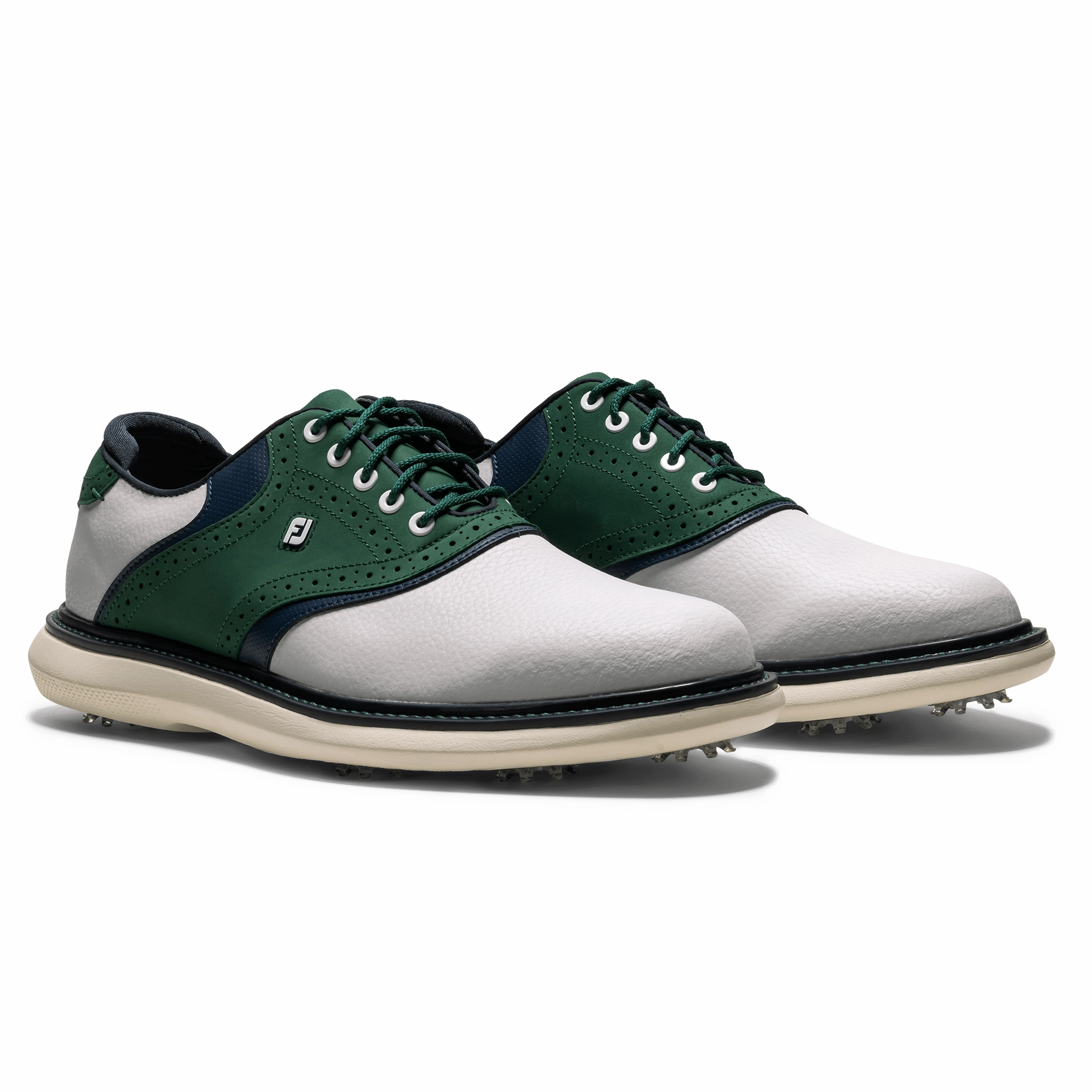 FootJoy Men`s 2025 Traditions Golf Shoes- White/Navy/Olive Oc Shoes