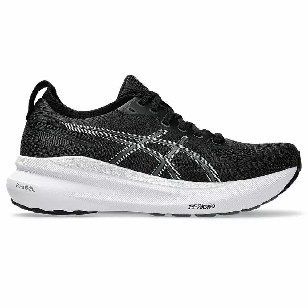 Women's Asics Gel-Kayano 31, Black/Pure Silver, 6.5 D Wide Asics Running Shoes Discount
