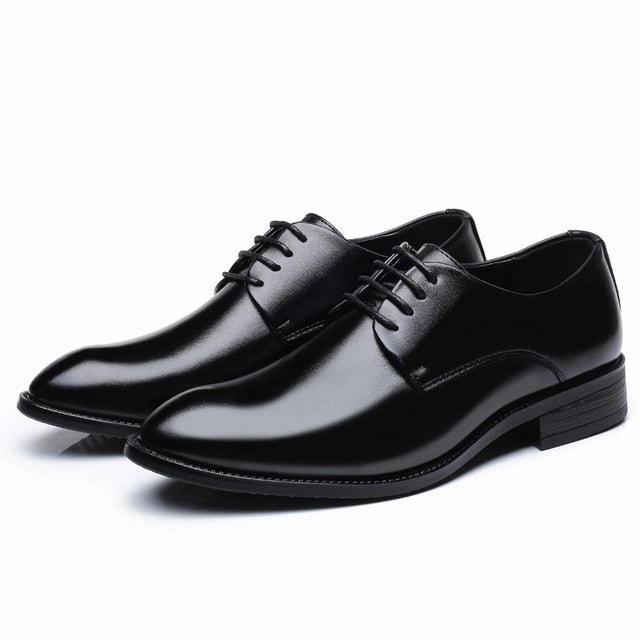 Running Shoes For Beginners With Flat Feet NXY Men PU Leather Dress Shoes Men Wedding Shoes Office Party Formal Flat Footwear Male Business Lace Up Pointed Derby Shoes