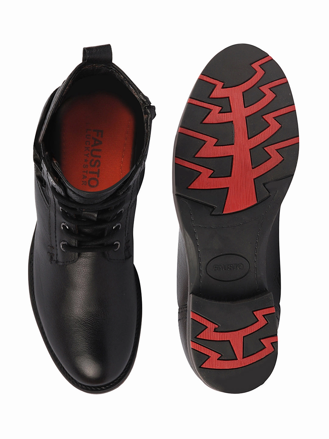 Ladies Leather Hiking Boots Men Black High Ankle Genuine Leather Side Zipper 7-Eye Lace Up Classic Hiking Flat Boots