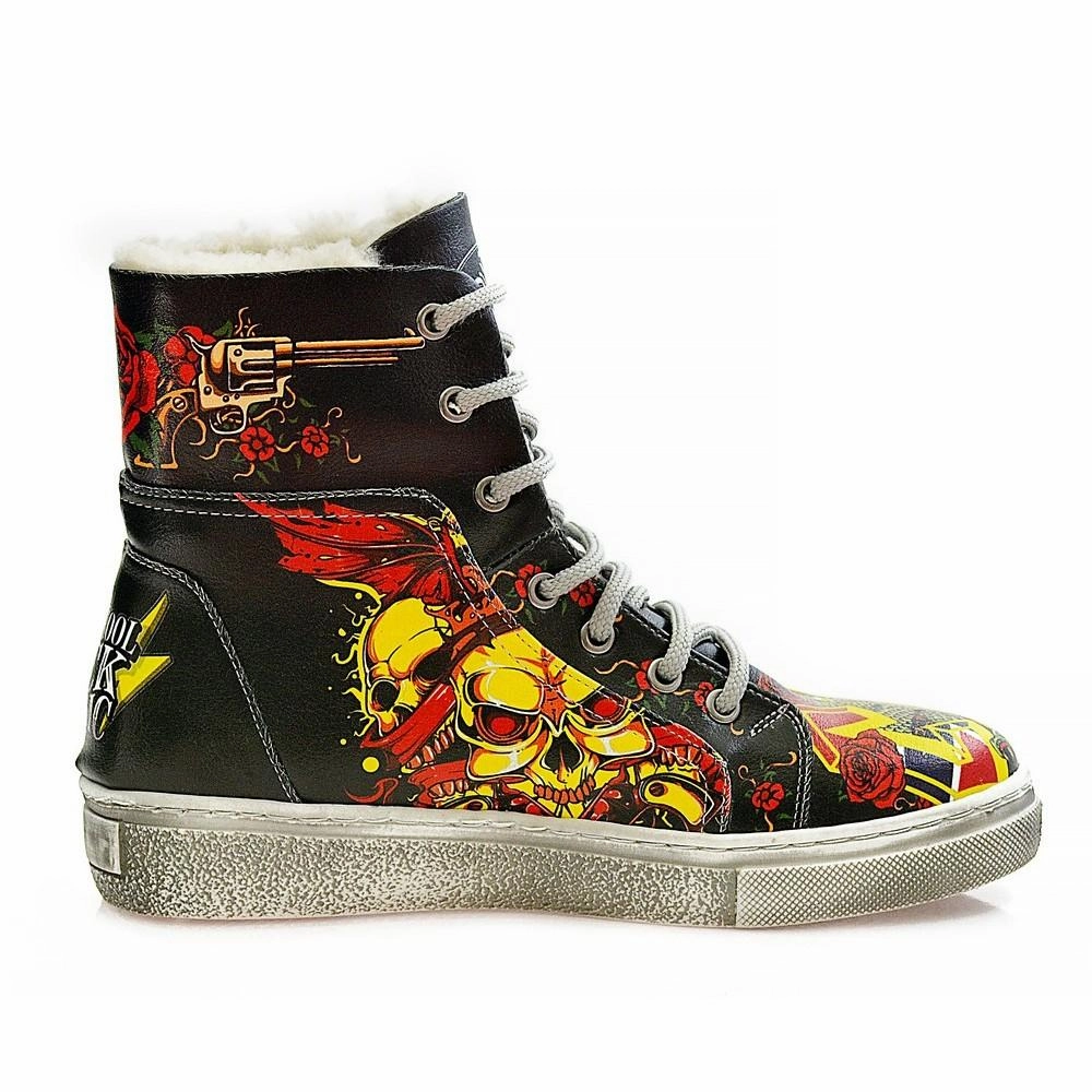 Old School Rock Music Short Boots WJAS124 Suede Square Toe Boots