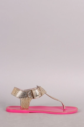 Self Esteem Shoes Flats Misbehave Jelly Lizard T-Strap Thong Flat Sandal