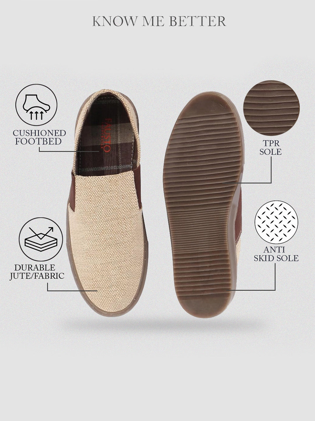 Men Beige Colorblocked Classic Jute/Fabric Slip On Canvas Sneaker Slip On Casual Shoes Casual Shoes New