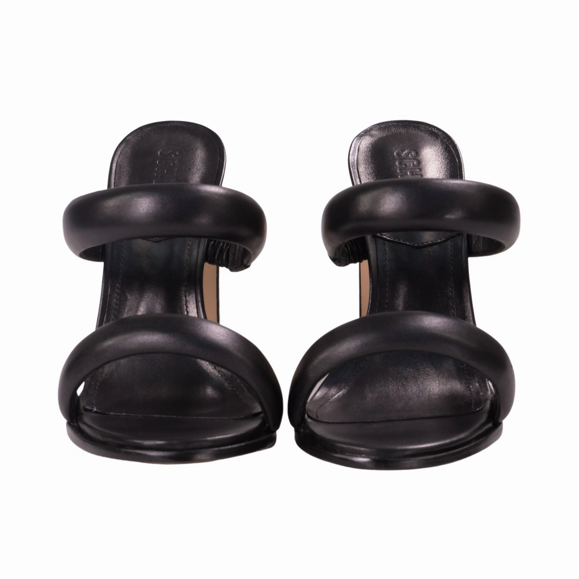 Sandals With Straps Schutz Women's Black Miele High Heel Deri Straps Leather Sandal