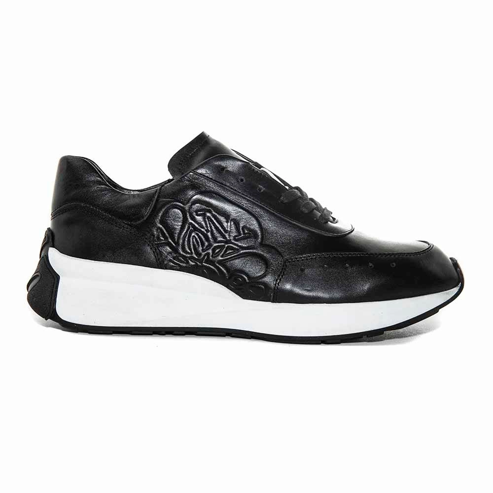 Sneakers In The 80's Sigotto Uomo Black Italian Soft Nappa Leather Fashion Sneaker