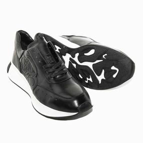 Sigotto Uomo Black Italian Soft Nappa Leather Fashion Sneaker Beetlejuice Sneakers