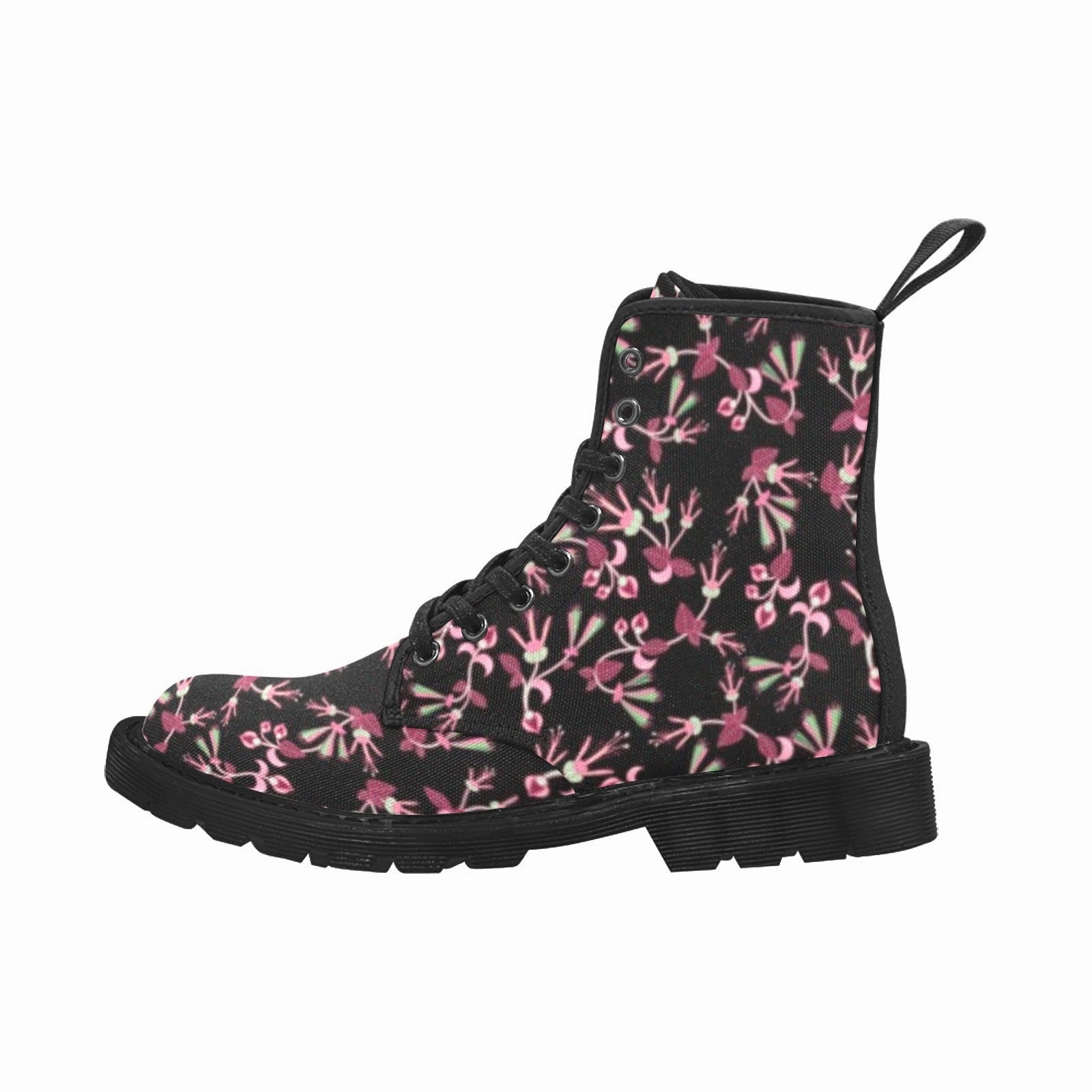 Floral Green Black Boots for Women (Black) Ankle Deck Boots