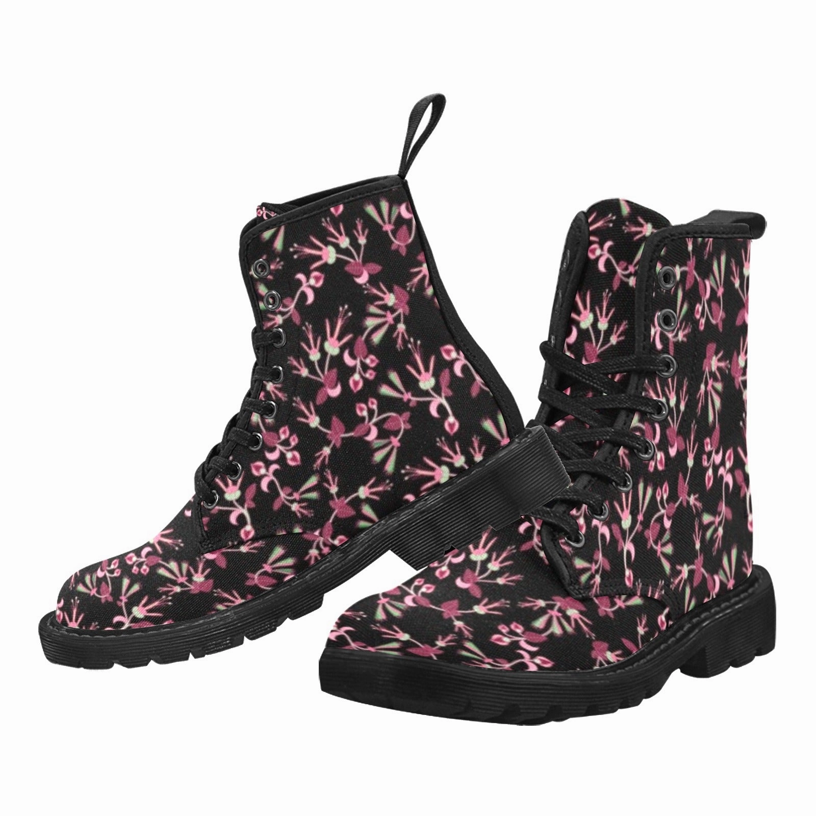 Floral Green Black Boots for Women (Black) Jump Boots Corcoran