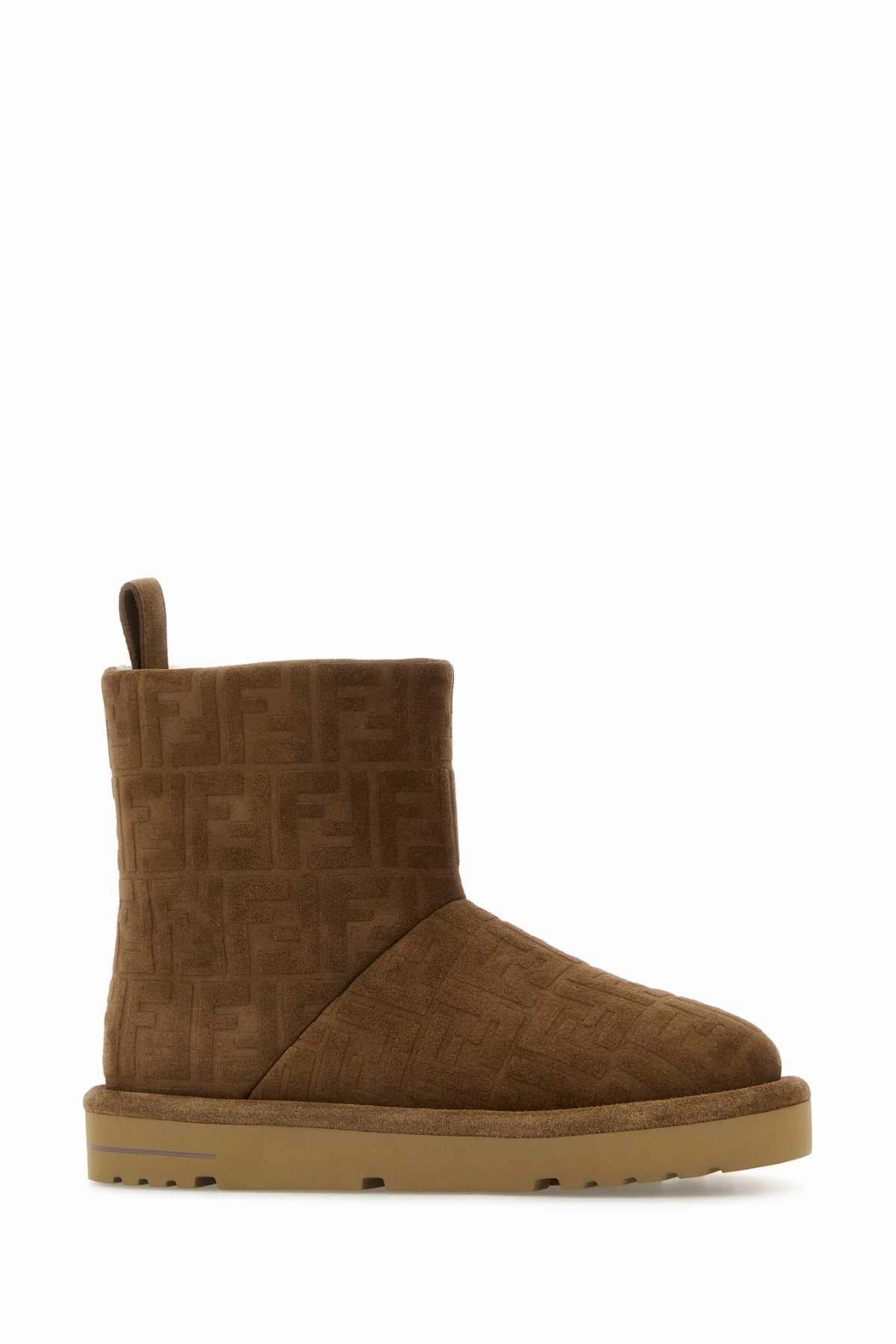 Casual Shoes Go With Khakis FENDI Brown Suede Ankle Boots for Men