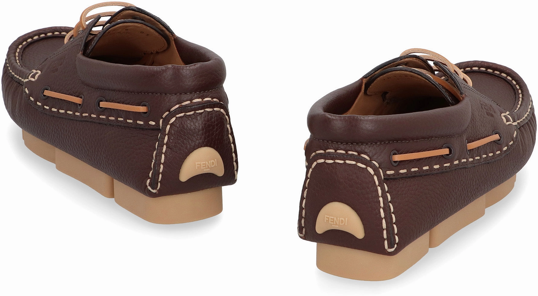 Dk Casual Shoes FENDI Leather Deck Loafers for Men