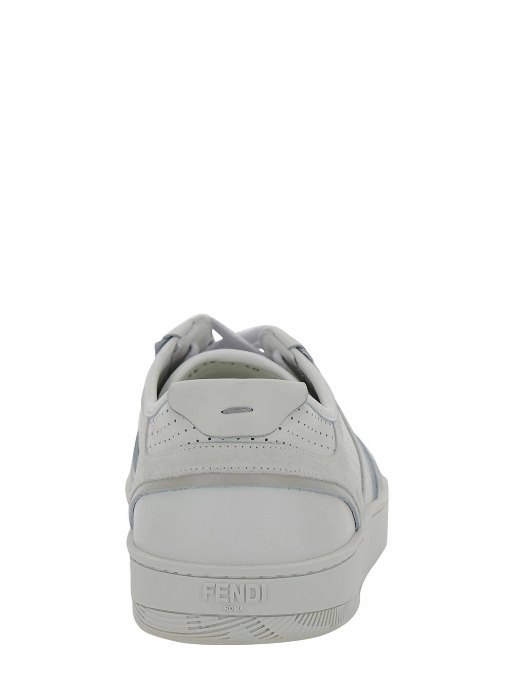Fendi Men White Low Top Sneakers With Ff Detail And Perforated Design In Leather Man Tie Flats Shoes