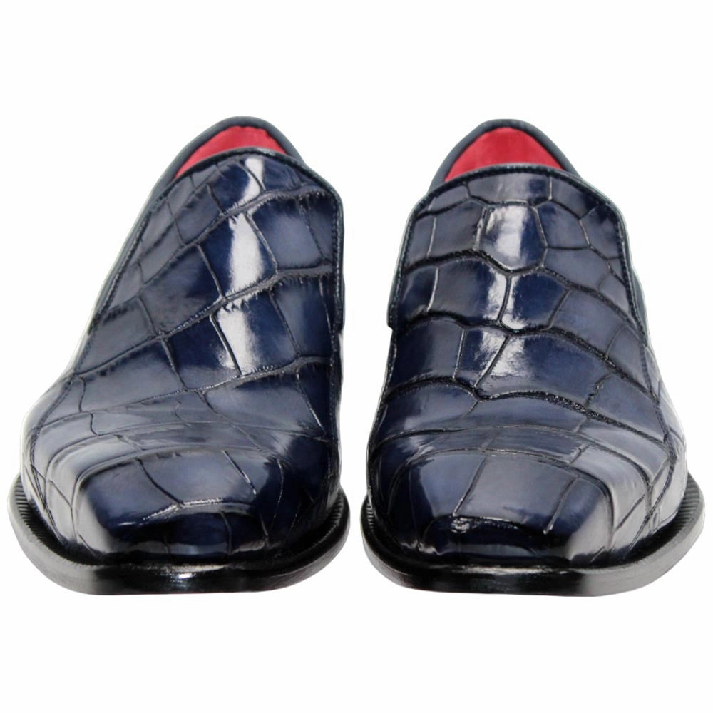 Hiking Boots Eyelets Fennix of Italy Genuine Alligator Skin DUSTIN Navy Trendy Loafers (USA Men Size)