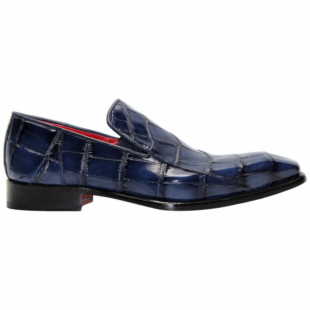 Fennix of Italy Genuine Alligator Skin DUSTIN Navy Trendy Loafers (USA Men Size) Wool Lined Hiking Boots