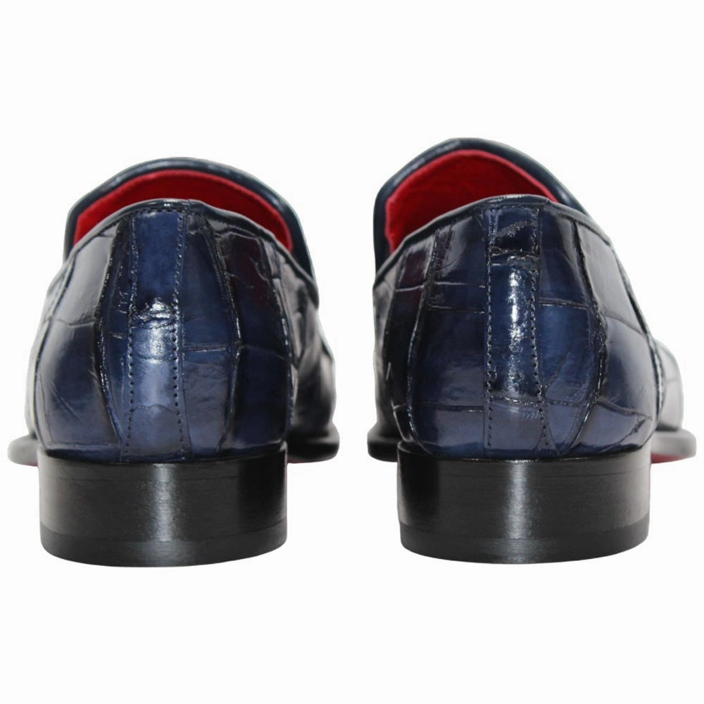 Hiking Boots Rei Fennix of Italy Genuine Alligator Skin DUSTIN Navy Trendy Loafers (USA Men Size)