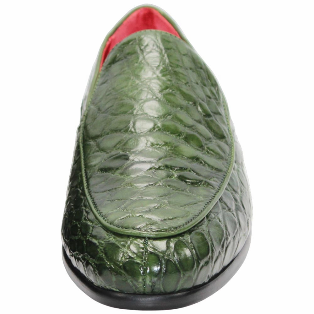 Waterproof Snow Hiking Boots Fennix of Italy Genuine Alligator Skin EASTON Green Trendy Loafers (US Men Size)