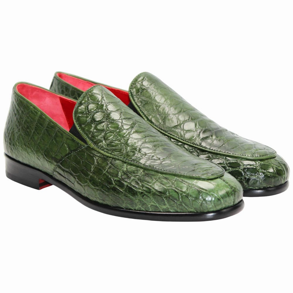 Sizing For Hiking Boots Fennix of Italy Genuine Alligator Skin EASTON Green Trendy Loafers (US Men Size)