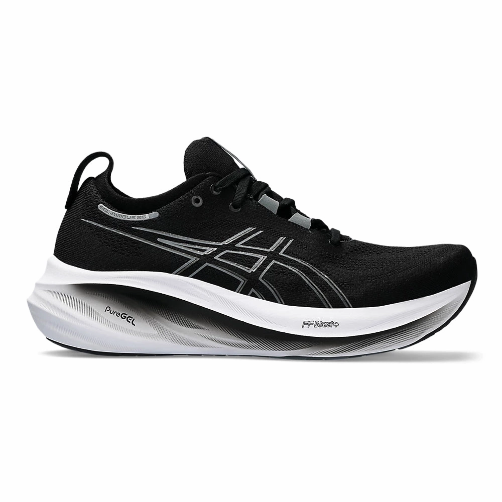 Women's Asics GEL-Nimbus 26, Black/Graphite Grey, 10.5 D Wide Asics Evoride Running Shoes