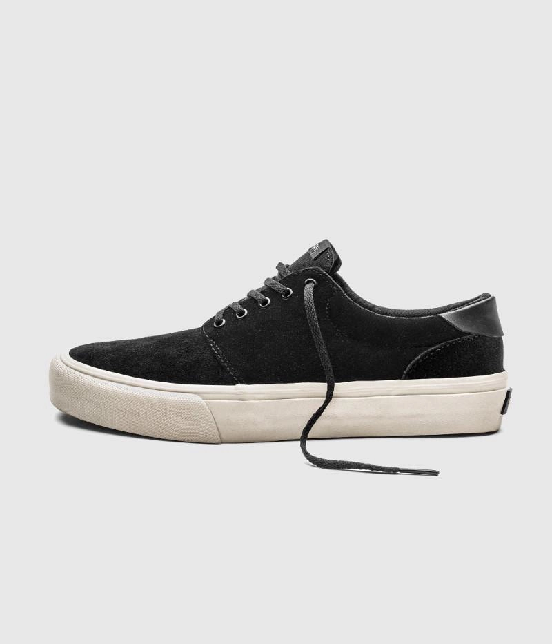 Straye Footwear Fairfax Skate Shoes Black/Bone Suede Eco Friendly Skate