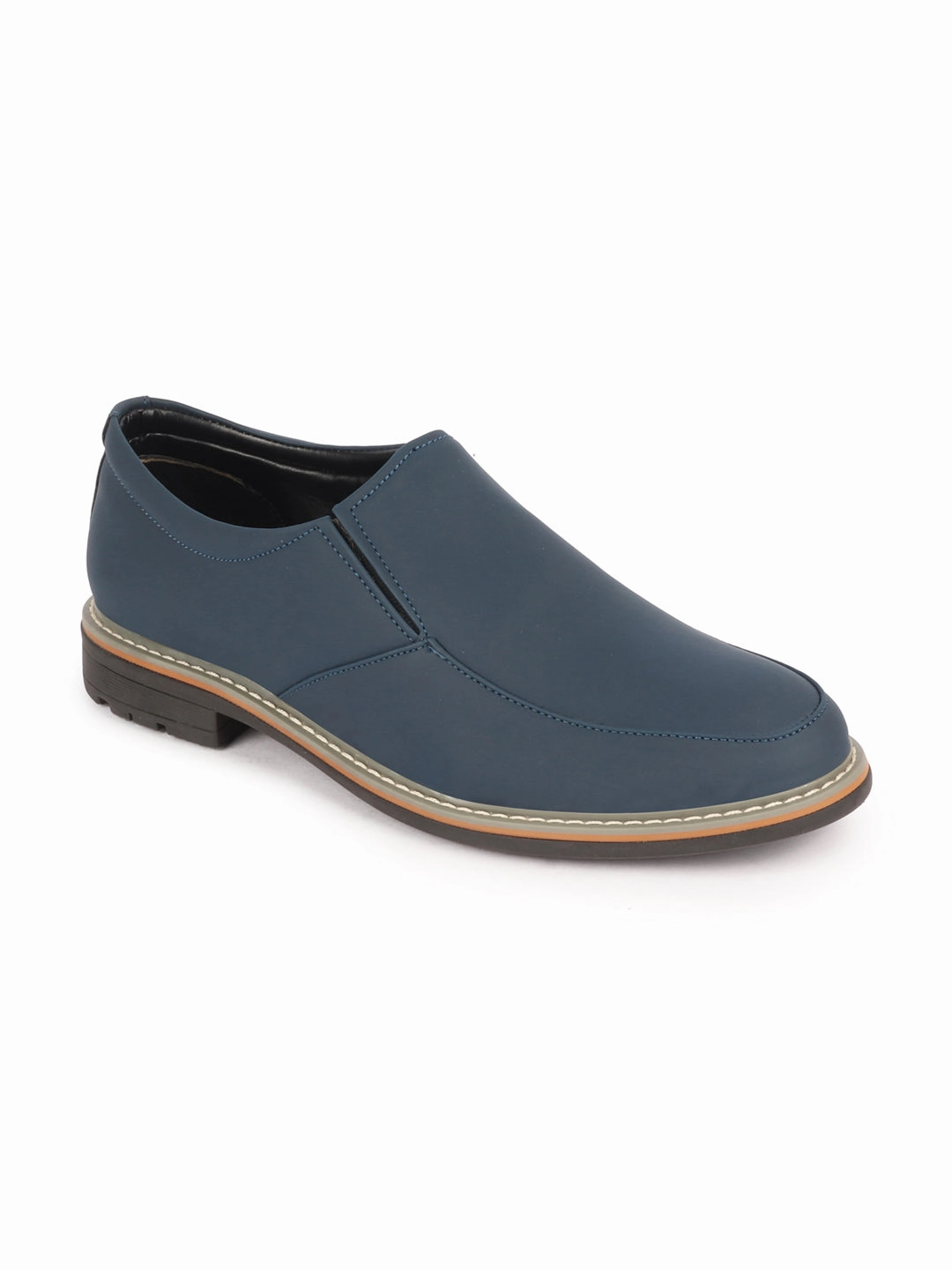 Men Navy Blue Formal Office Comfort Design Broad Feet TPR Welted Sole Slip On Shoes Sustainable Hiking Boots