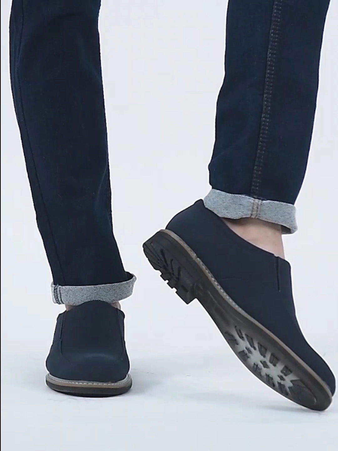 Men Navy Blue Formal Office Comfort Design Broad Feet TPR Welted Sole Slip On Shoes Beautiful Hiking Boots