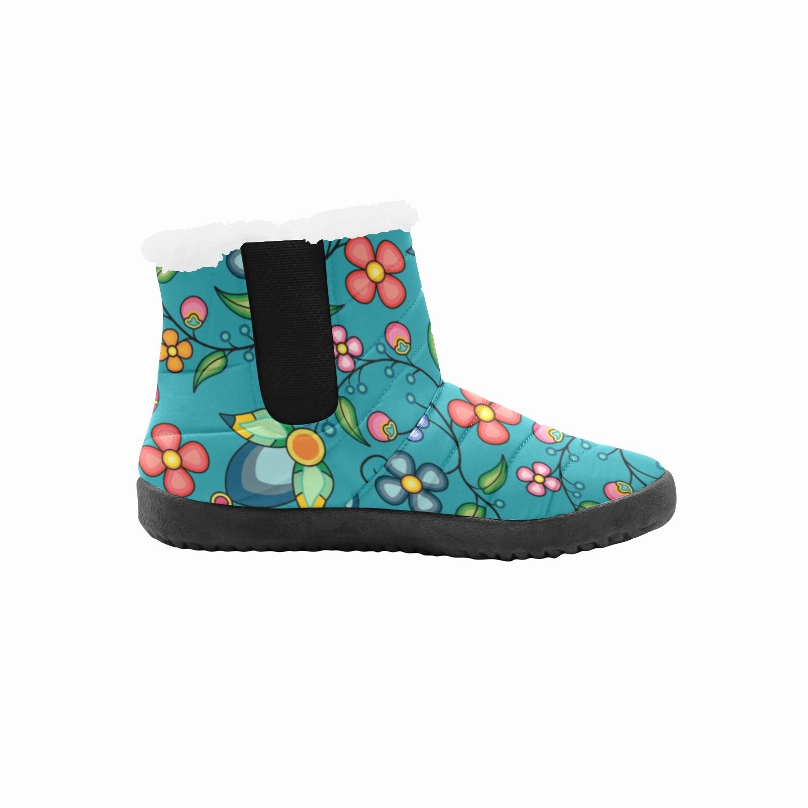 Floral Bounty Teal Men's Padded Winter Boot Shoelaces For Hiking Boots