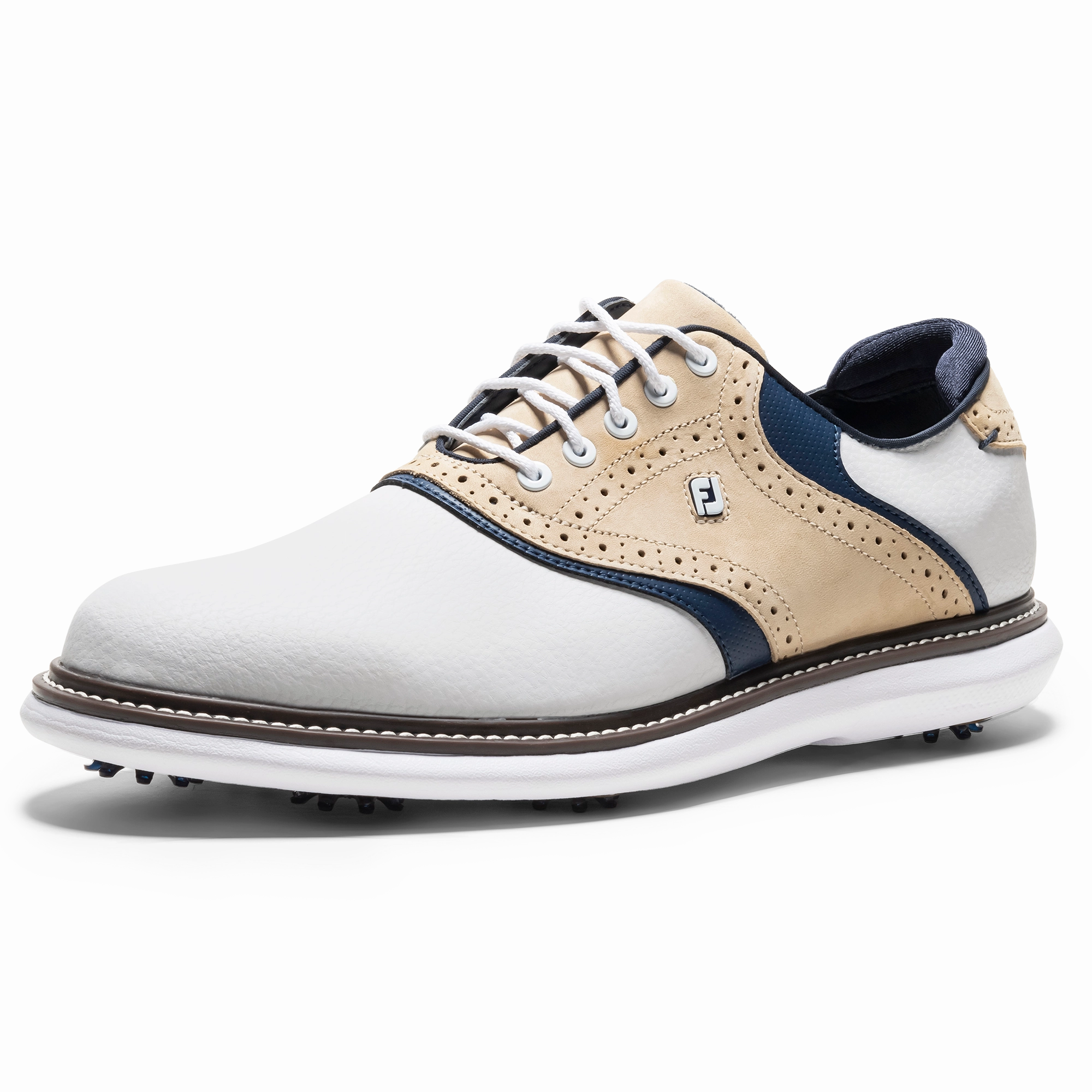 Oboz Bridger Low Hiking FootJoy Men`s 2025 Traditions Golf Shoes - White/Tan/Navy