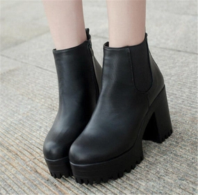 Botas Mujer Boots Square Heel Platforms High Heels Basic