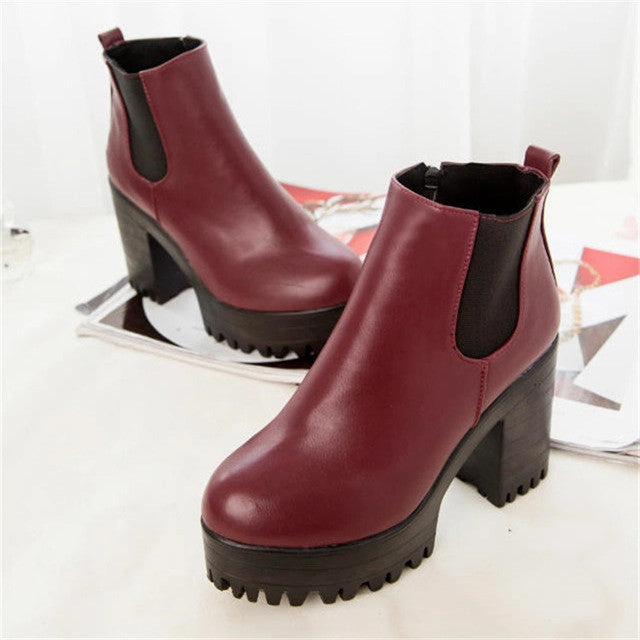 High Heel Athletic Shoes Botas Mujer Boots Square Heel Platforms