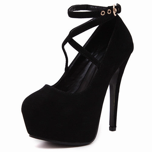 Free Shipping New High-heeled Shoes Woman Pumps Wedding Shoes Platform Fashion Women Shoes Red High Heels 14cm Suede Size 34-42 Leather High Heel Knee Boots