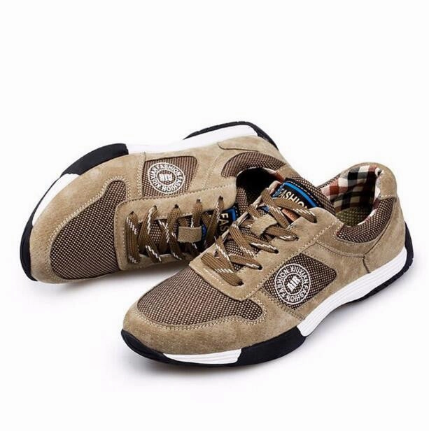 Genuine Leather With Mesh Men Casual Shoes Flat Shoes Pointed Toe