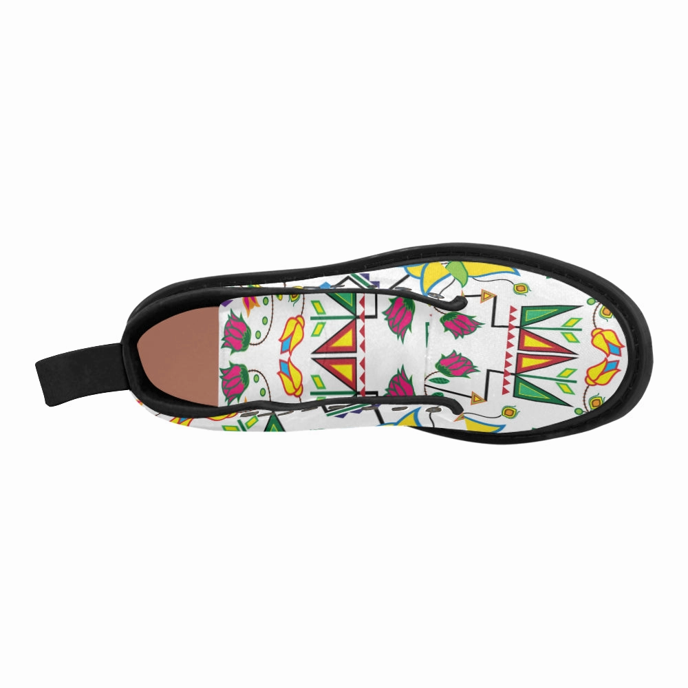 Wing Pecos Boots Geometric Floral Summer-White Boots for Women (Black)