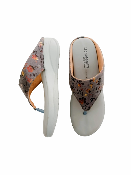 GOLD Flower Heel Slipper Best Slippers For Wide Feet