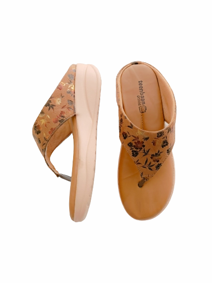 GOLD Flower Heel Slipper Shoes And Slippers For Plantar Fasciitis