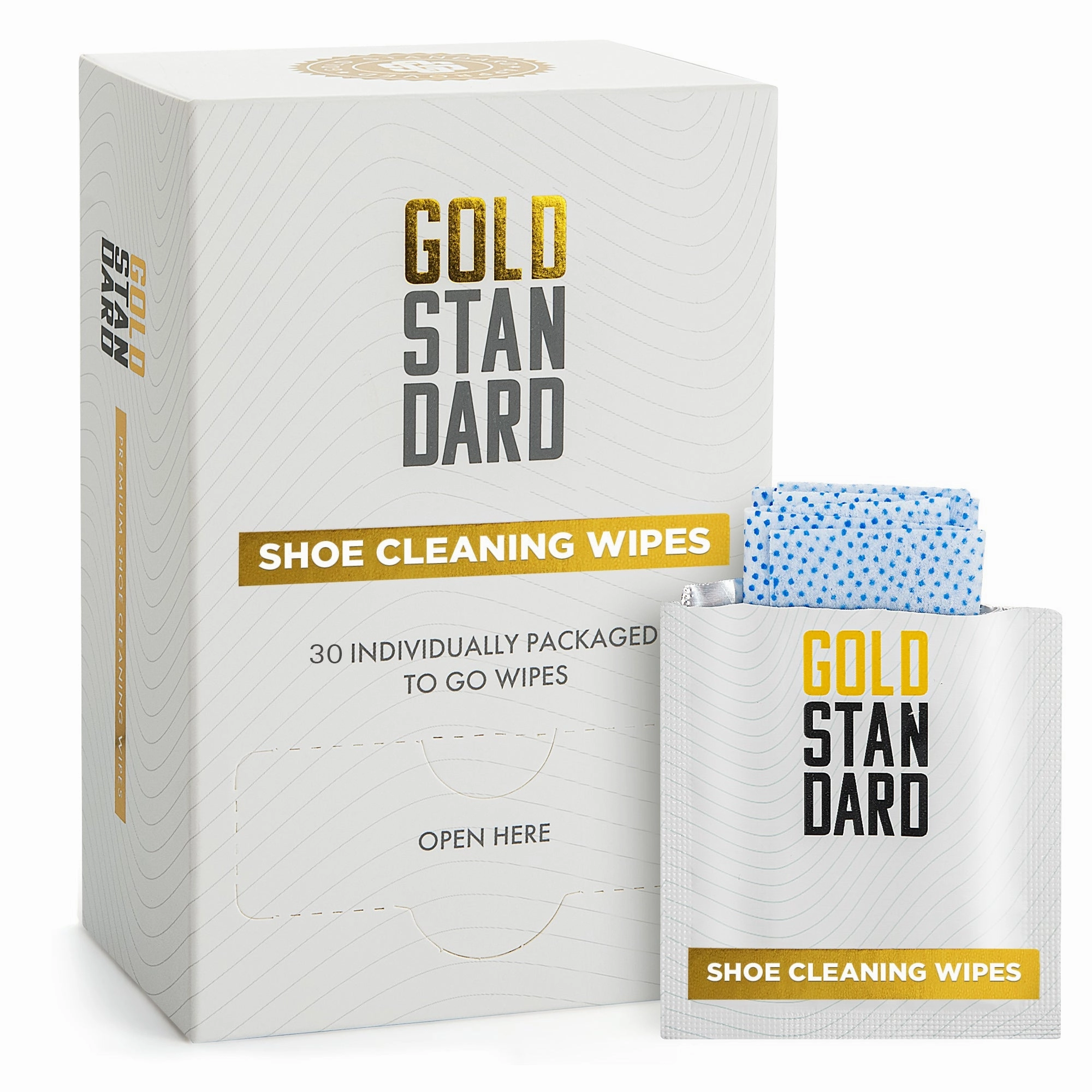 Gold Standard Shoe Cleaner Wipes | Dual Textured Individually Wrapped Sneaker Wipes - Quick Shoe Cleaning Wipes to Erase Dirt & Stains from Leather, Tennis & Canvas Shoes (30-Pack) Famous Footwear Hiking Boots