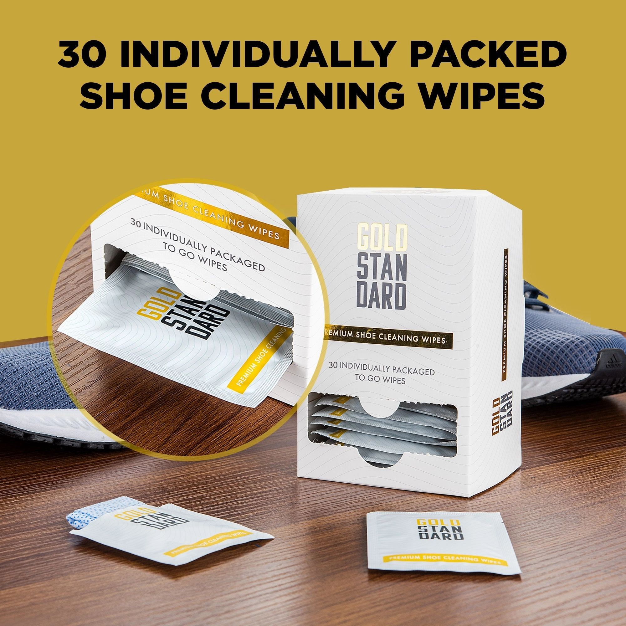 Nicks Ridgeline Hiking Boot Gold Standard Shoe Cleaner Wipes | Dual Textured Individually Wrapped Sneaker Wipes - Quick Shoe Cleaning Wipes to Erase Dirt & Stains from Leather, Tennis & Canvas Shoes (30-Pack)
