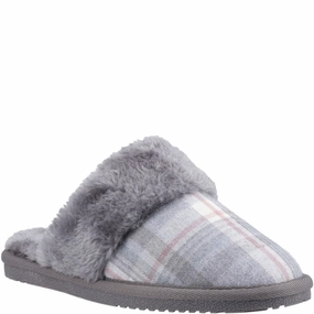 Jenni Kayne Slides Grey Arianna Plaid Slippers