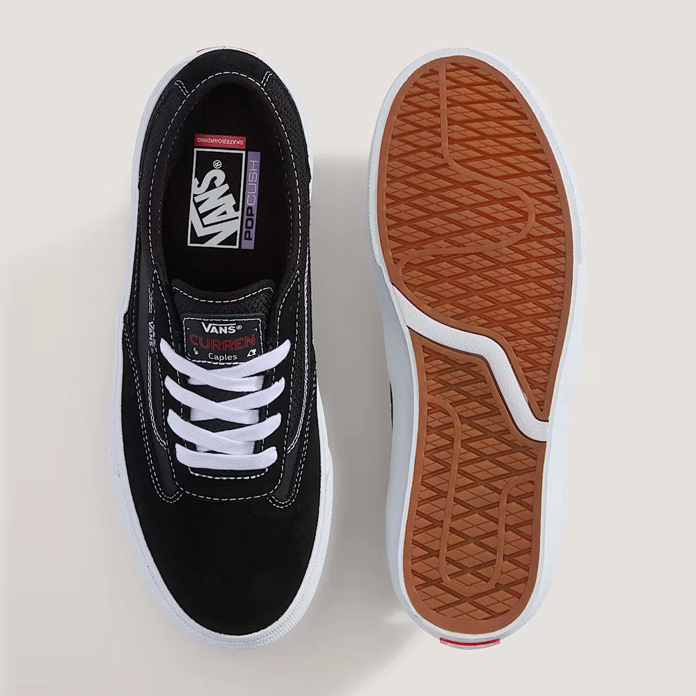 Vans 'Curren Caples' Skate Shoes (Gum Black / White) Wide Feet Skate