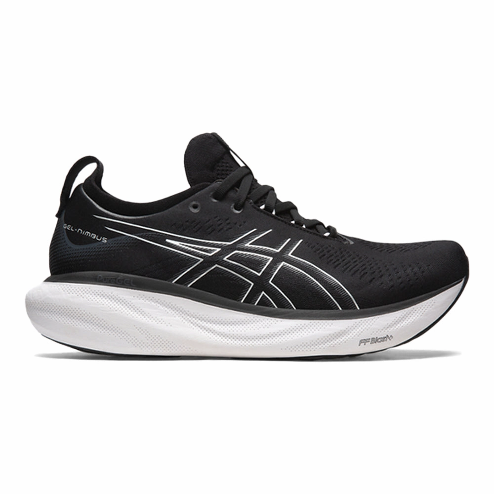 Men's Asics Gel-Nimbus 25, Black/Pure Silver, 9 2E Wide Asics Water Resistant Running Shoes