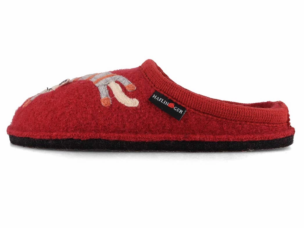 Kitten Heel Slides HAFLINGER Women Wool Slippers 'Flair Choupette', burgundy