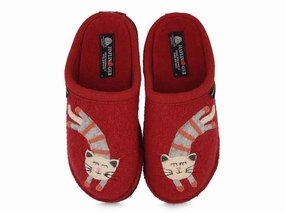 Feet Massage Slippers HAFLINGER Women Wool Slippers 'Flair Choupette', burgundy