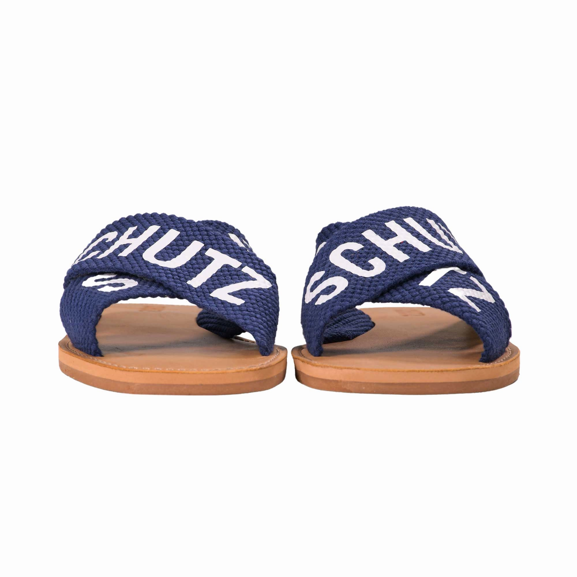 Schutz Women's Blue Oxford Flat Sandal Sandals Online Amazon