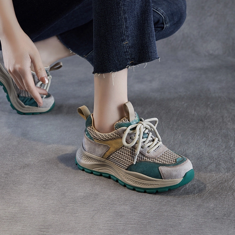 Hogan Shoes Sneakers Women Fashion Patchwork Hollow Mesh Casual Sneakers