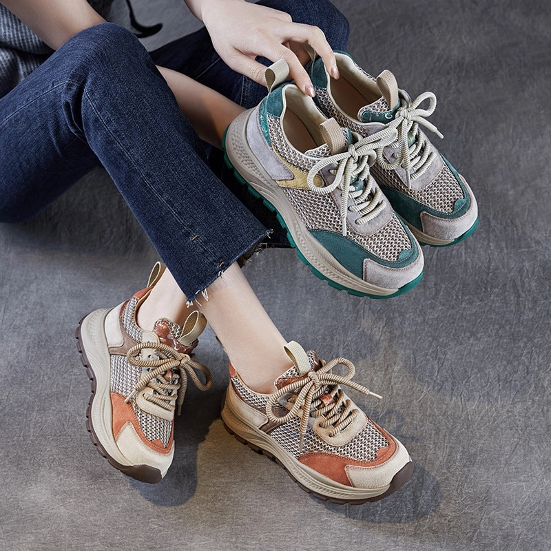 Women Fashion Patchwork Hollow Mesh Casual Sneakers Dragon King Sneakers