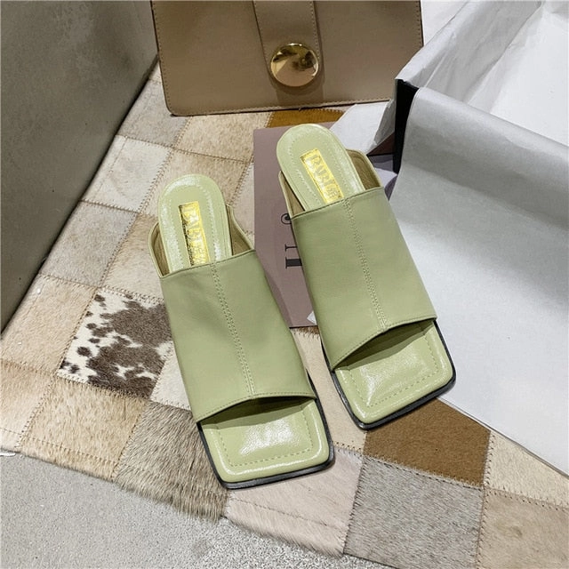 Ballerina Slippers Pictures Hot Clip-on Square Toe High Heels Sandals Women Sexy Party Slippers Women Flip Flops Shoes Woman Zapatos De Mujer