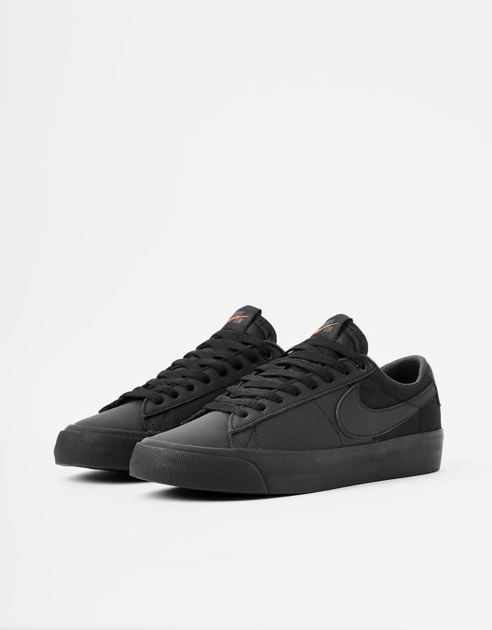 Nike SB 'Orange Label' Blazer Low Pro GT ISO Skate Shoes - Black/Black-Black-Black-Anthracite-Safety Orange Nike Sock Tennis Shoes