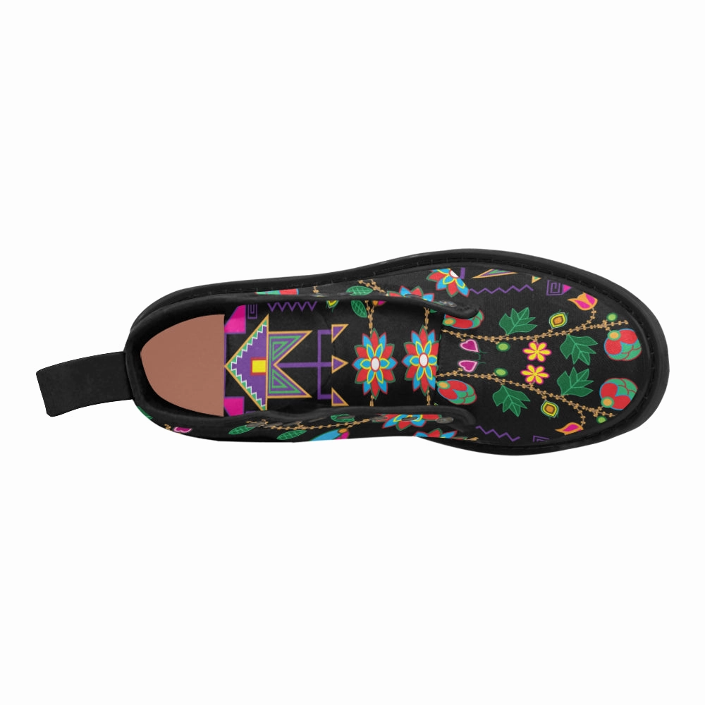 Geometric Floral Fall-Black Boots for Women (Black) Hiking In Boots