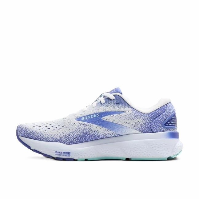 Brooks Ghost Women' Running Shoes White Amparo Blue Limpet Shell Run Cushion Shoes